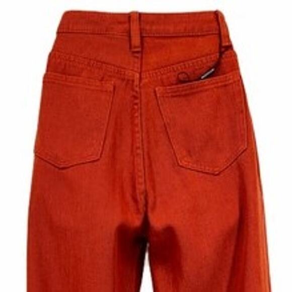 Pretty Little Thing Rust Split Hem High Rise Jeans in Rust Size 00 Petite - Picture 5 of 11